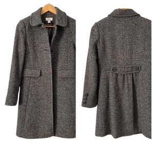 Loft Women's Gray Tweed Lined Wool Blend Pea Coat 4P